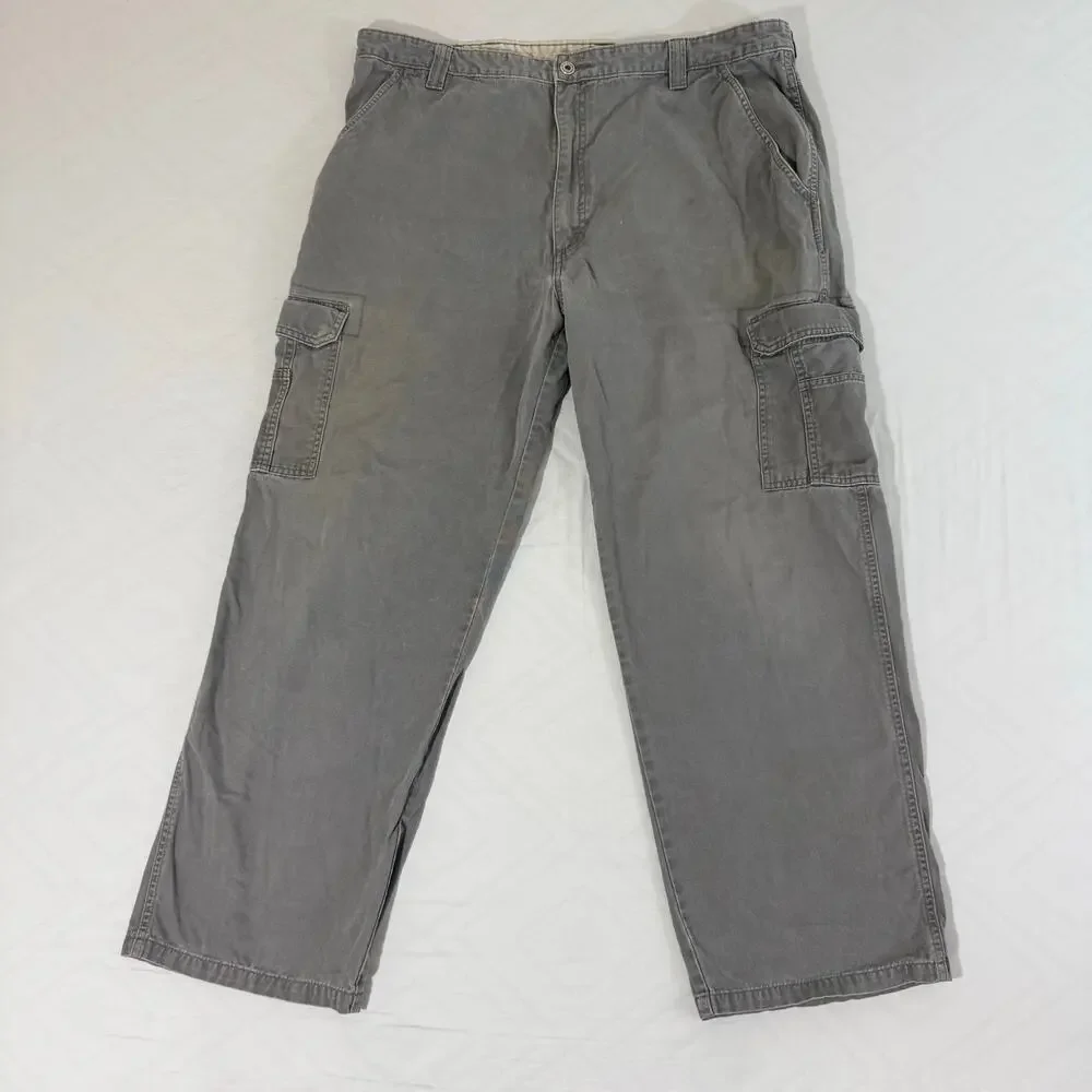 Wrangler Hero Cargo Pants Mens 40x30 Gray Cotton Utility Workwear Gorpcore